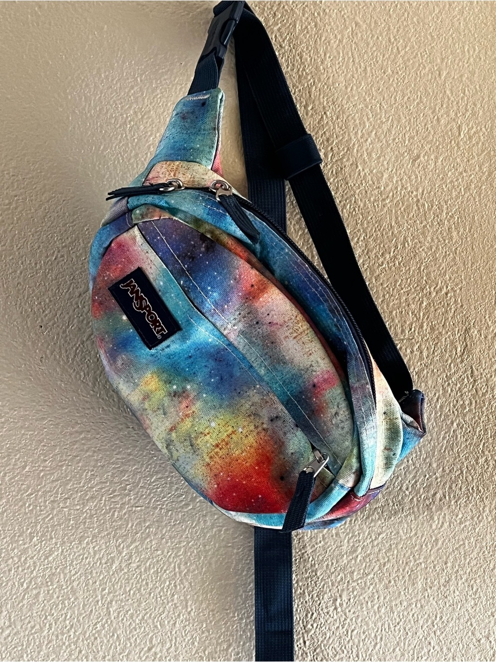 Jansport Multicolor Canvas Cosmetic Pouch with Teal Interior